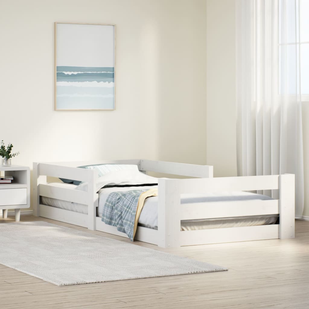 vidaXL Rama łóżka bez materaca, biała, 100x200 cm, lite drewno sosnowe