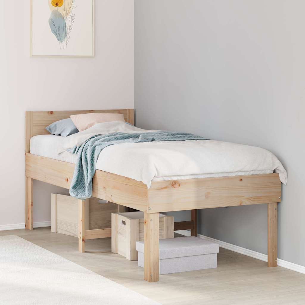 vidaXL Rama łóżka bez materaca, 75x190 cm, lite drewno sosnowe