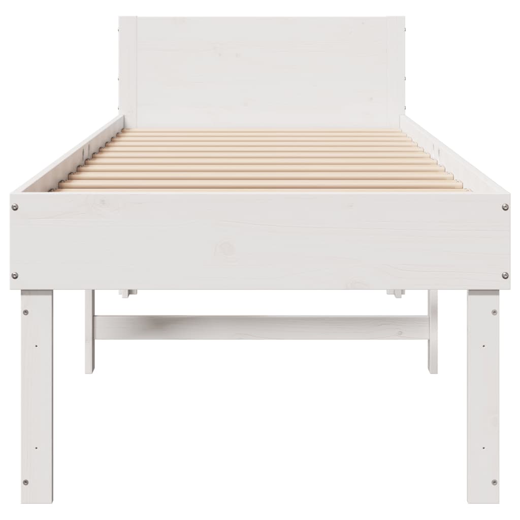 vidaXL Rama łóżka bez materaca, biała, 75x190 cm, lite drewno sosnowe