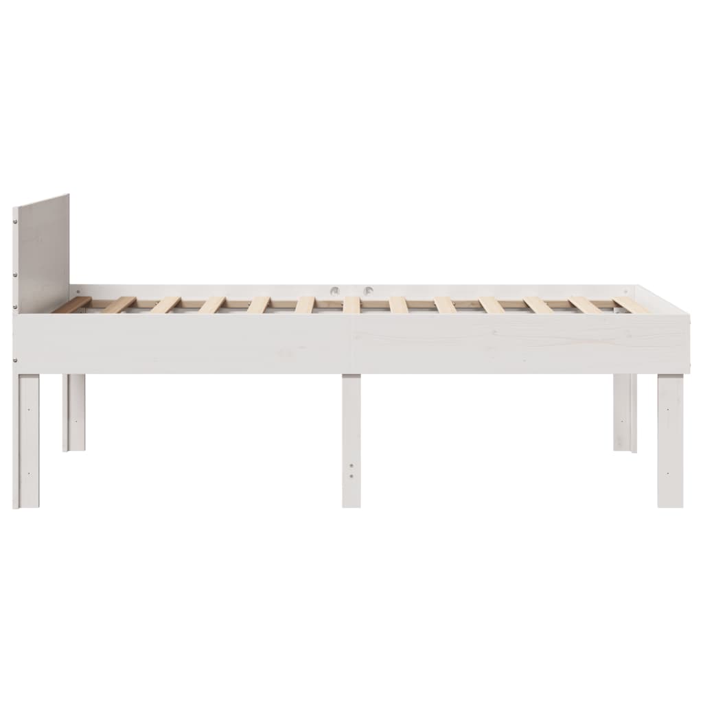 vidaXL Rama łóżka bez materaca, biała, 75x190 cm, lite drewno sosnowe