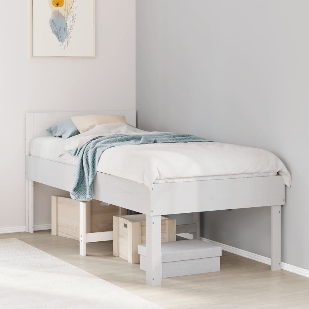 vidaXL Rama łóżka bez materaca, biała, 75x190 cm, lite drewno sosnowe
