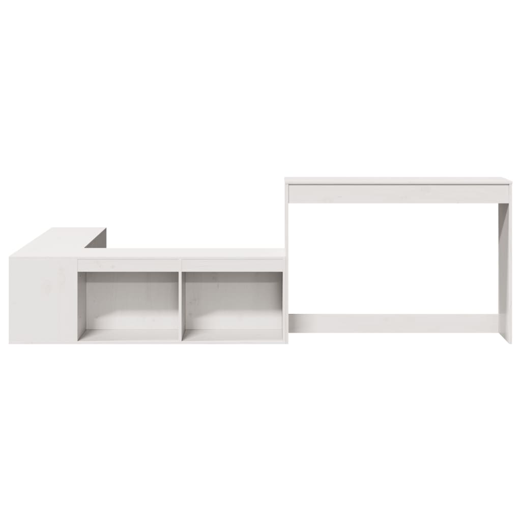 vidaXL Szafka nocna z biurkiem, biała, 232x122x75 cm, lite drewno sosnowe