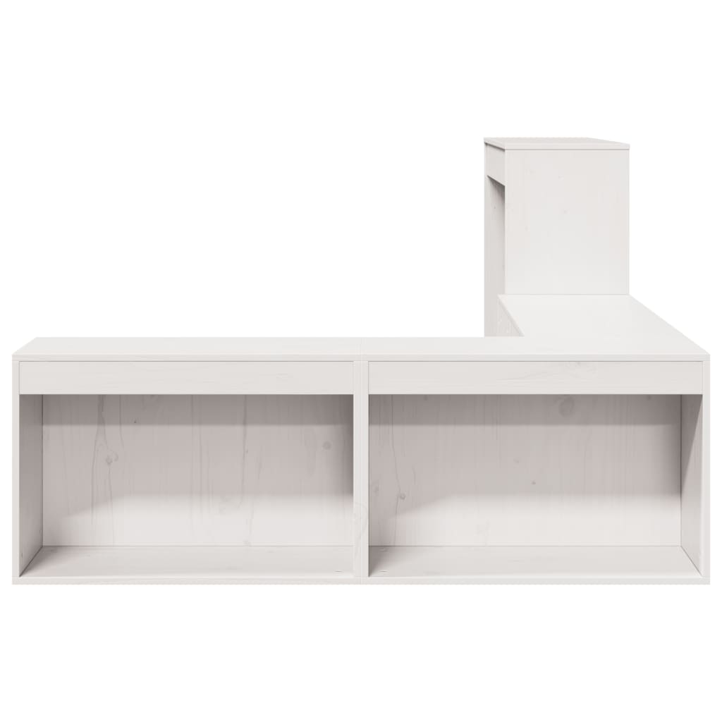 vidaXL Szafka nocna z biurkiem, biała, 232x122x75 cm, lite drewno sosnowe