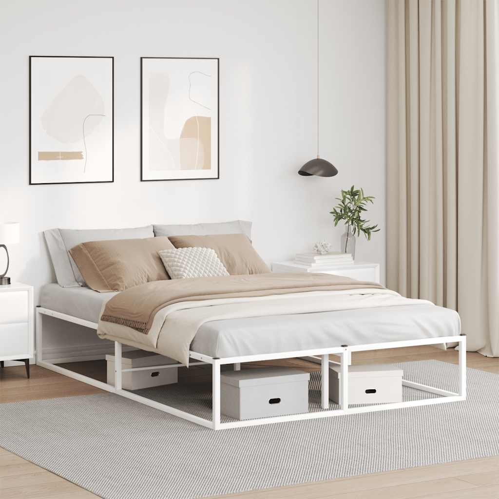 vidaXL Rama łóżka bez materaca, biała, 140x200 cm, stal