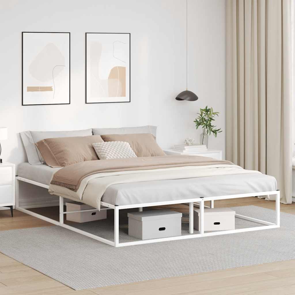 vidaXL Rama łóżka bez materaca, biała, 160x200 cm, stal