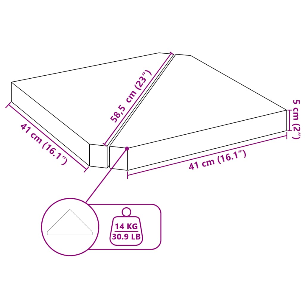 vidaXL Obciążniki do parasola, 2 szt., czarny granit, trójkątne, 14 kg