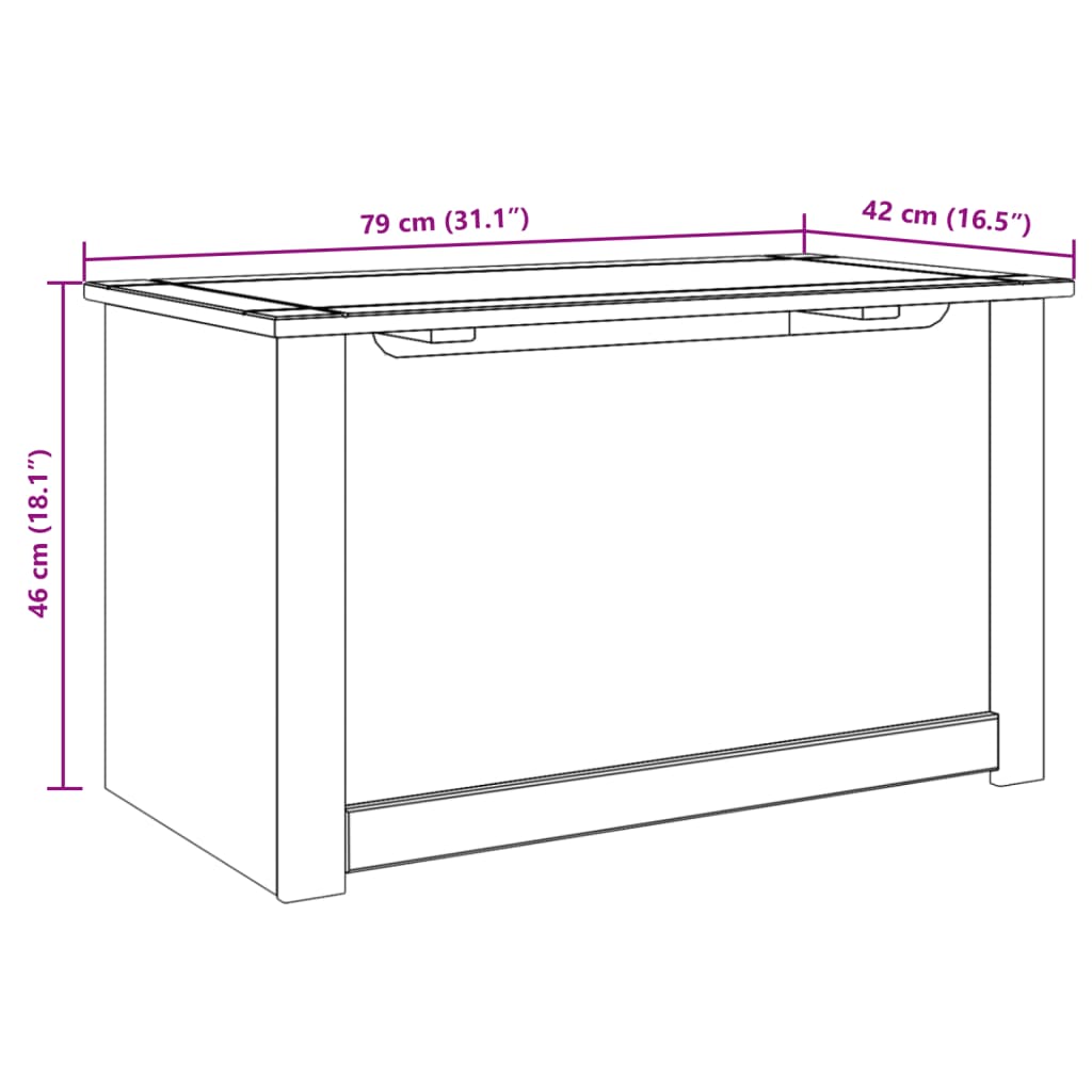 vidaXL Skrzynia z wiekiem PANAMA, 79x42x46 cm, lite drewno sosnowe