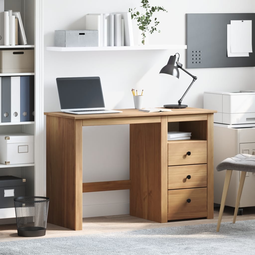 vidaXL Biurko PANAMA, 112x45x75 cm, lite drewno sosnowe