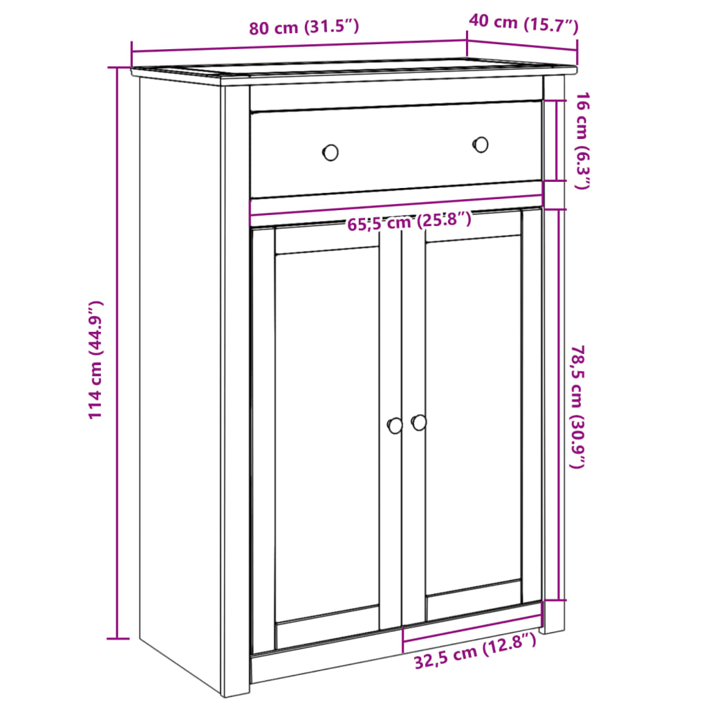 vidaXL Szafka na buty PANAMA, 80x40x114 cm, lite drewno sosnowe