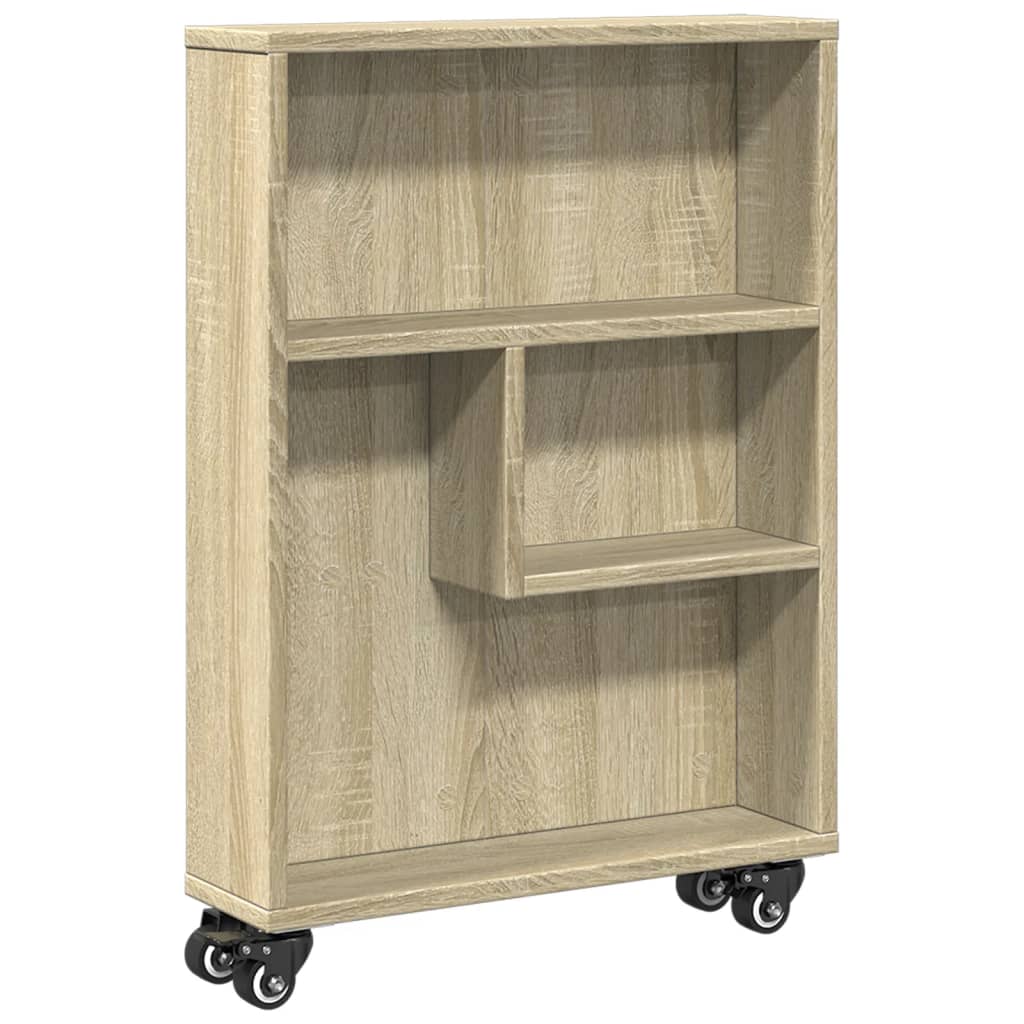 vidaXL Wąski wózek magazynowy Sonoma Oak 48x13x68 cm Drewno konstrukcyjne