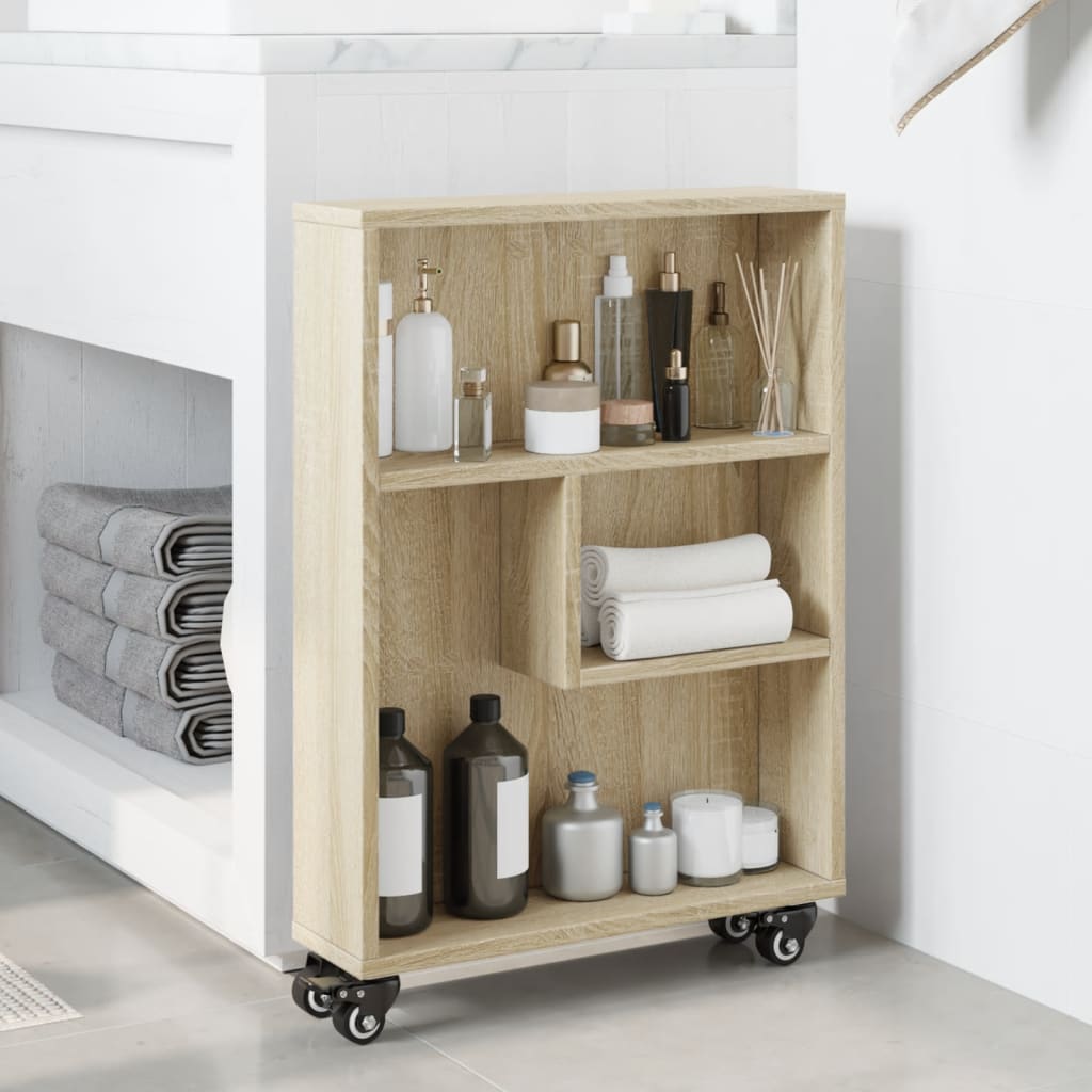 vidaXL Wąski wózek magazynowy Sonoma Oak 48x13x68 cm Drewno konstrukcyjne