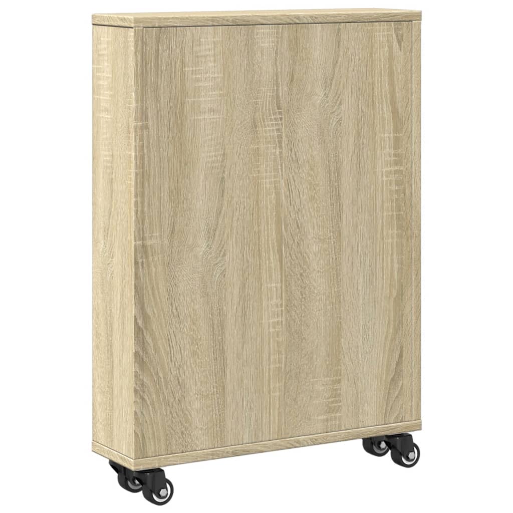 vidaXL Wąski wózek magazynowy Sonoma Oak 48x13x68 cm Drewno konstrukcyjne