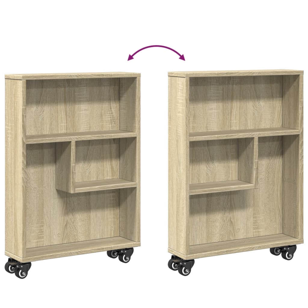 vidaXL Wąski wózek magazynowy Sonoma Oak 48x13x68 cm Drewno konstrukcyjne