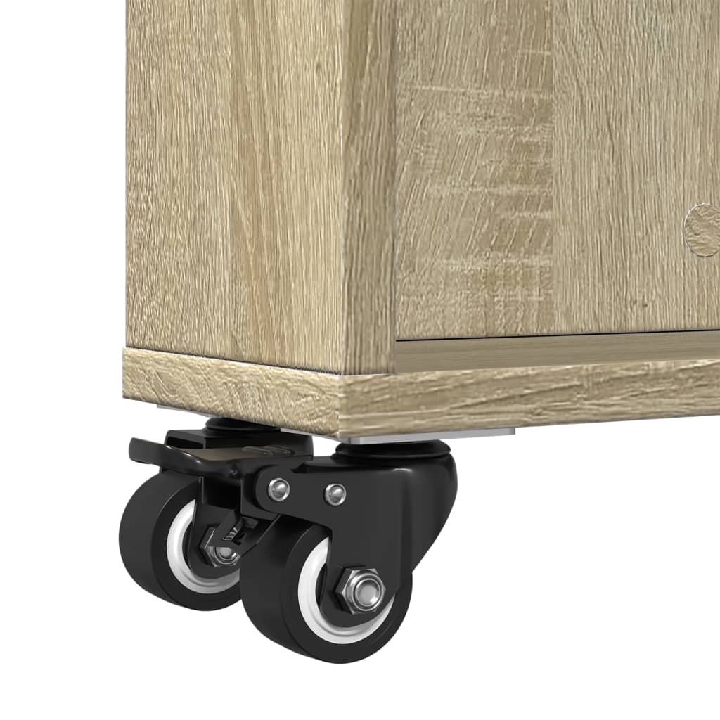 vidaXL Wąski wózek magazynowy Sonoma Oak 48x13x68 cm Drewno konstrukcyjne