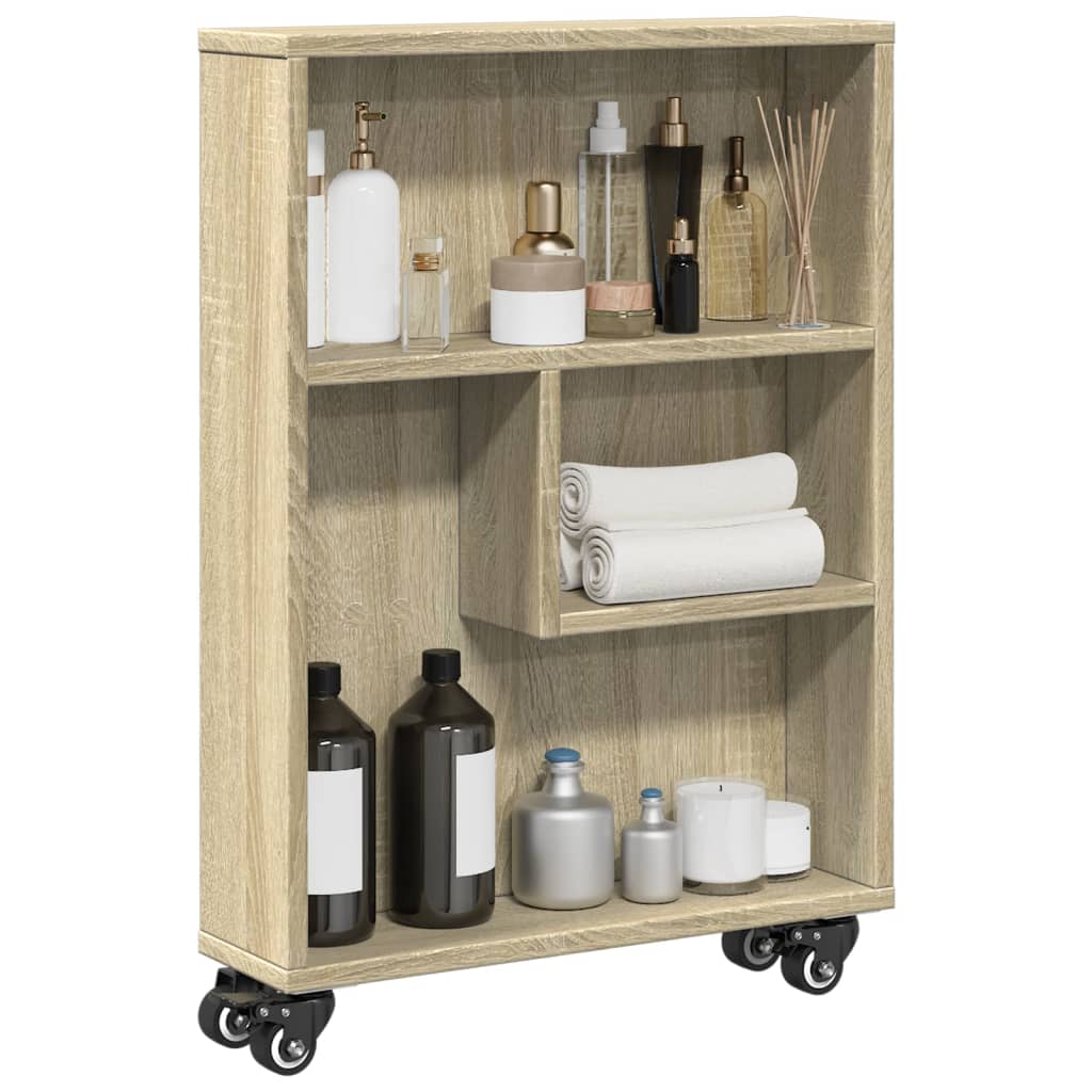 vidaXL Wąski wózek magazynowy Sonoma Oak 48x13x68 cm Drewno konstrukcyjne