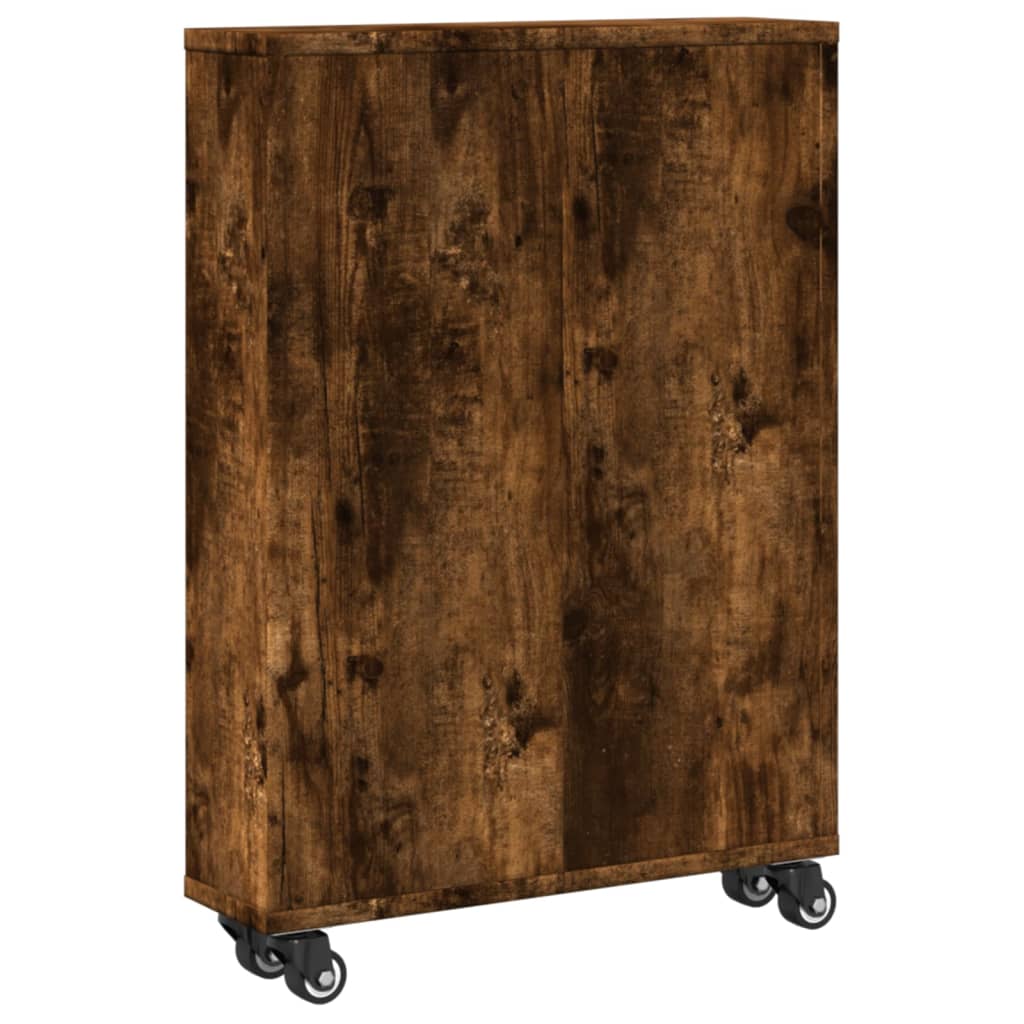 vidaXL Wąski wózek pomocniczy, przydymiony dąb, 48x13x68 cm