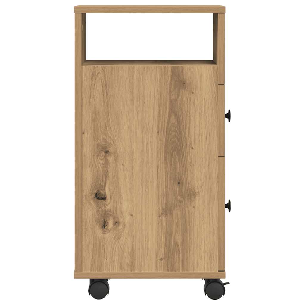 vidaXL Wąska szafka łazienkowa na kółkach, dąb artisan