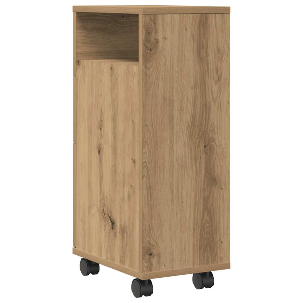 vidaXL Wąska szafka łazienkowa na kółkach, dąb artisan