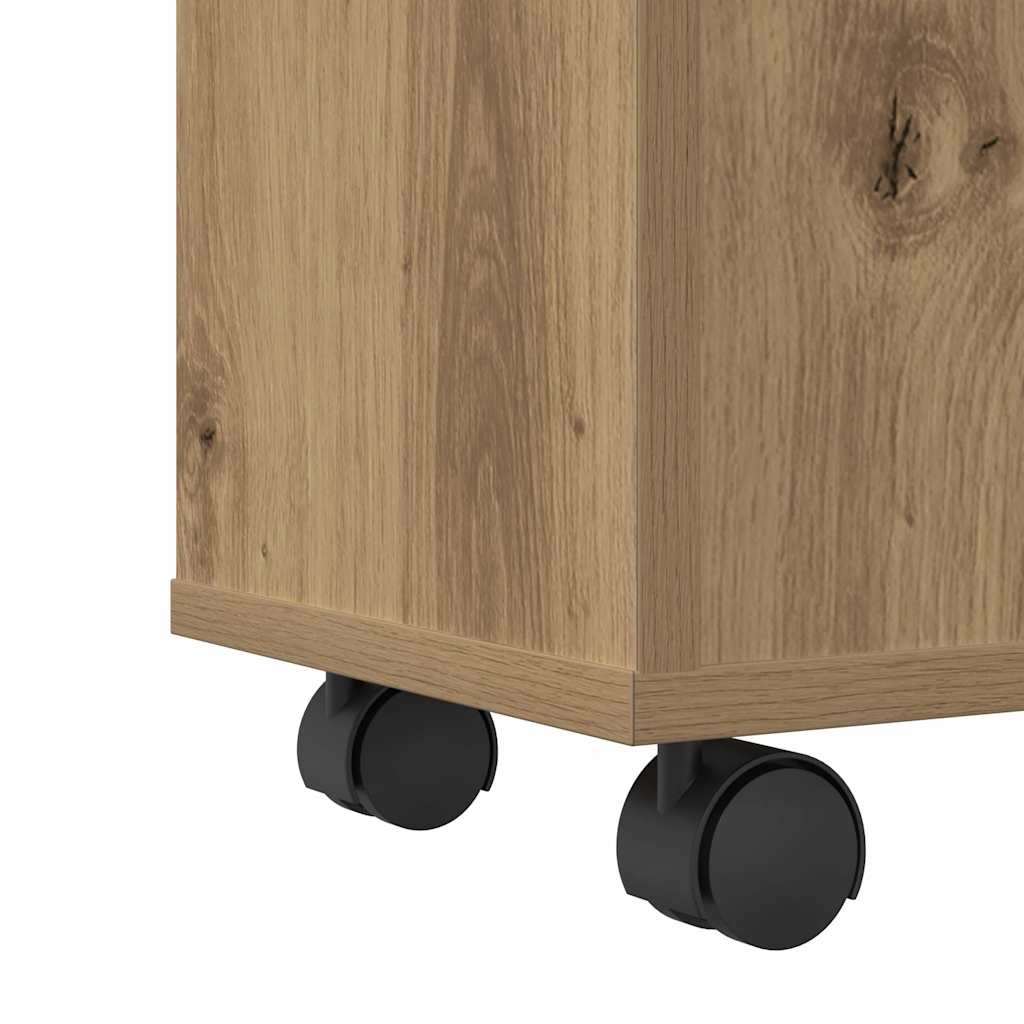 vidaXL Wąska szafka łazienkowa na kółkach, dąb artisan