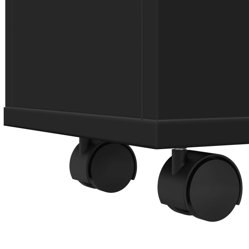 vidaXL Wąska szafka łazienkowa na kółkach, czarna