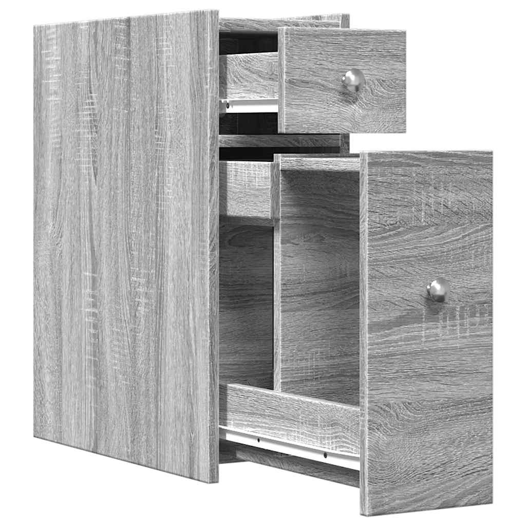 vidaXL Wąska szafka łazienkowa na kółkach, szary dąb sonoma