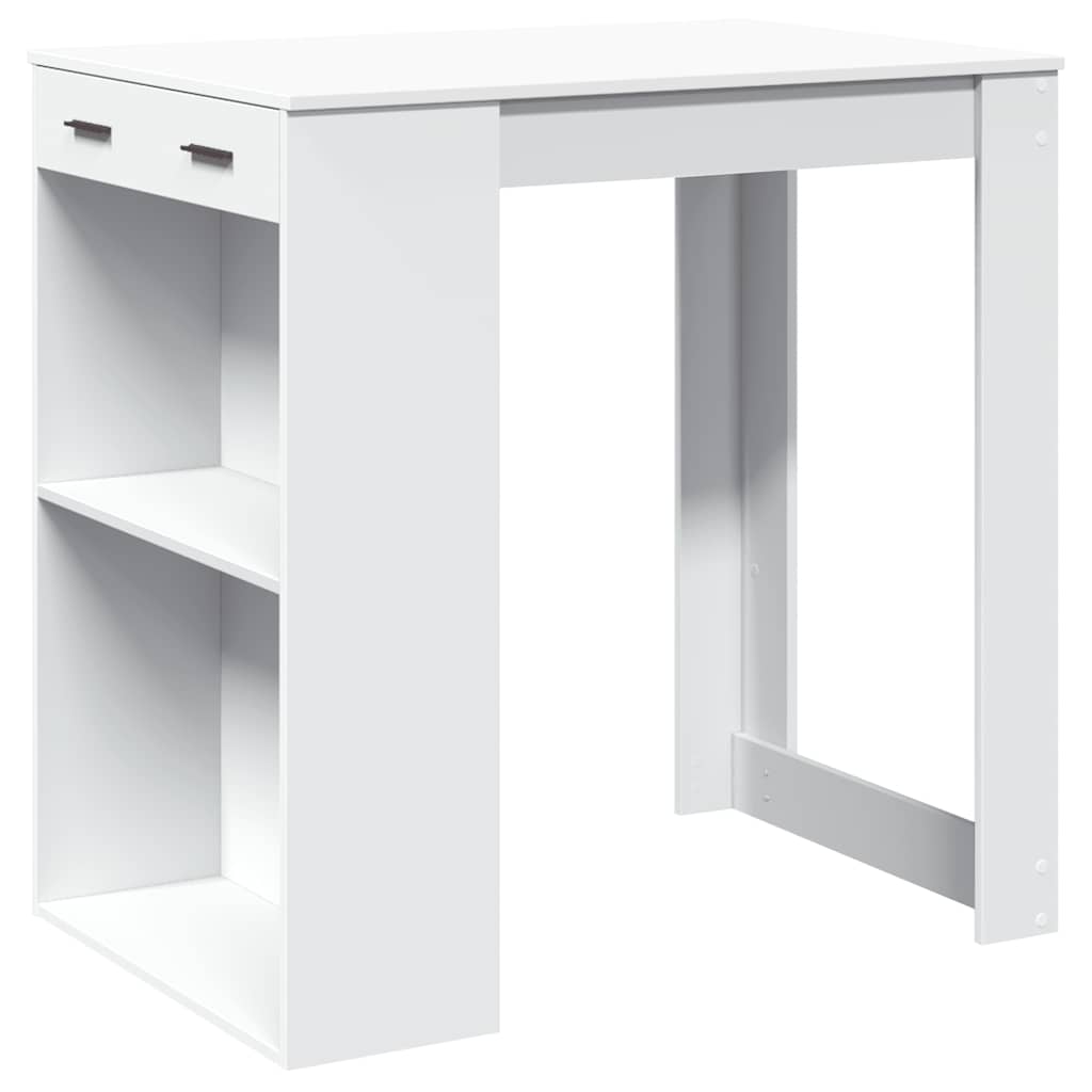 vidaXL Stolik barowy, biały, 102x70x103,5 cm, materiał drewnopochodny