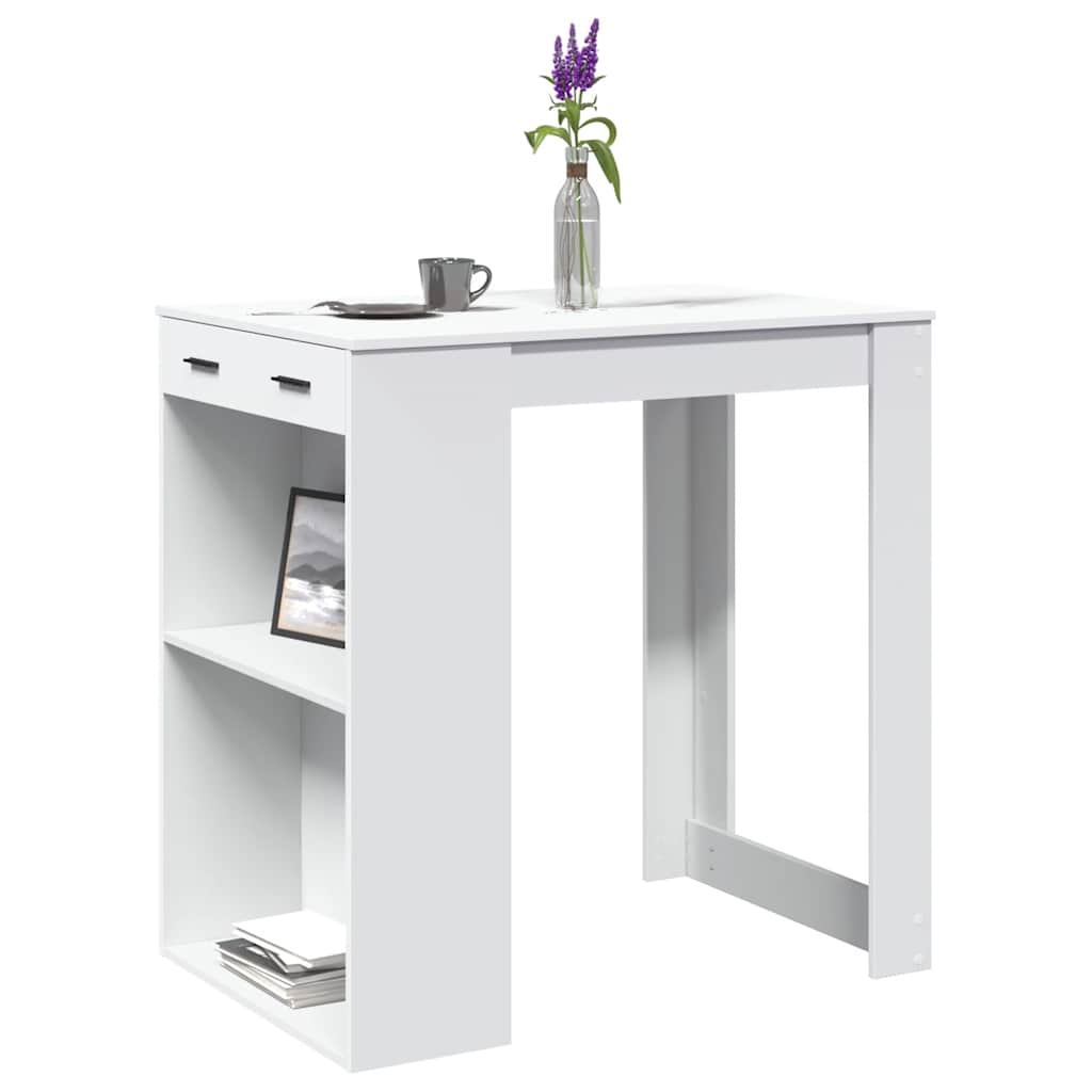vidaXL Stolik barowy, biały, 102x70x103,5 cm, materiał drewnopochodny