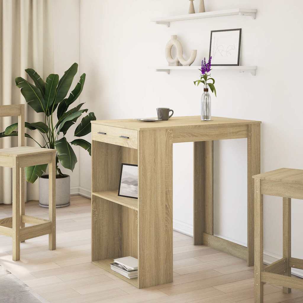 vidaXL Stolik barowy, dąb sonoma, 102x70x103,5 cm