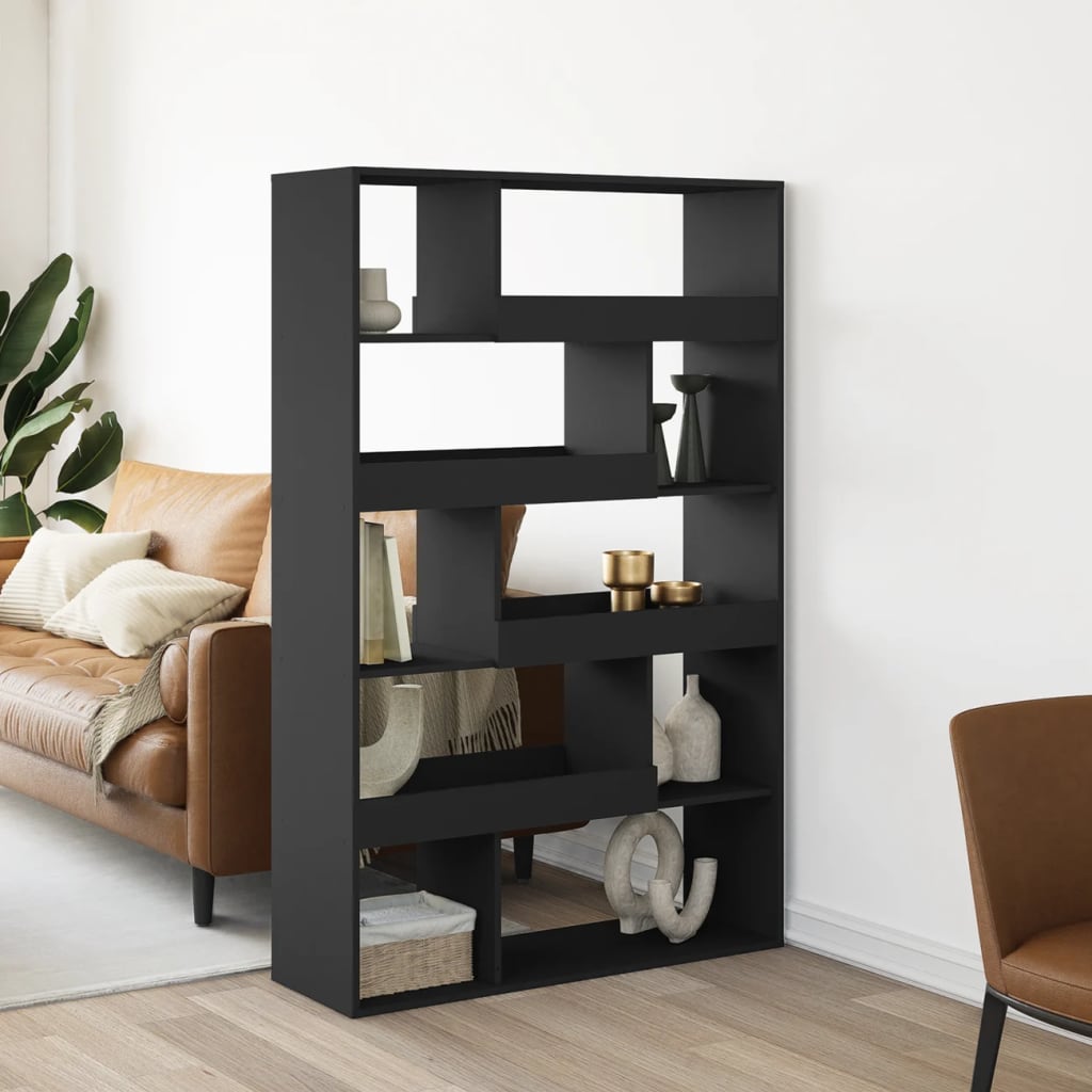 vidaXL Regał, czarny, 100x33x156,5 cm, materiał drewnopochodny