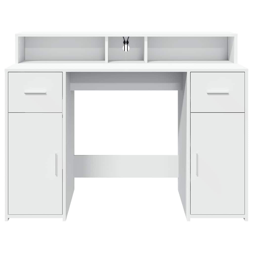 vidaXL Biurko z podświetleniem LED, białe, 120x55x91 cm