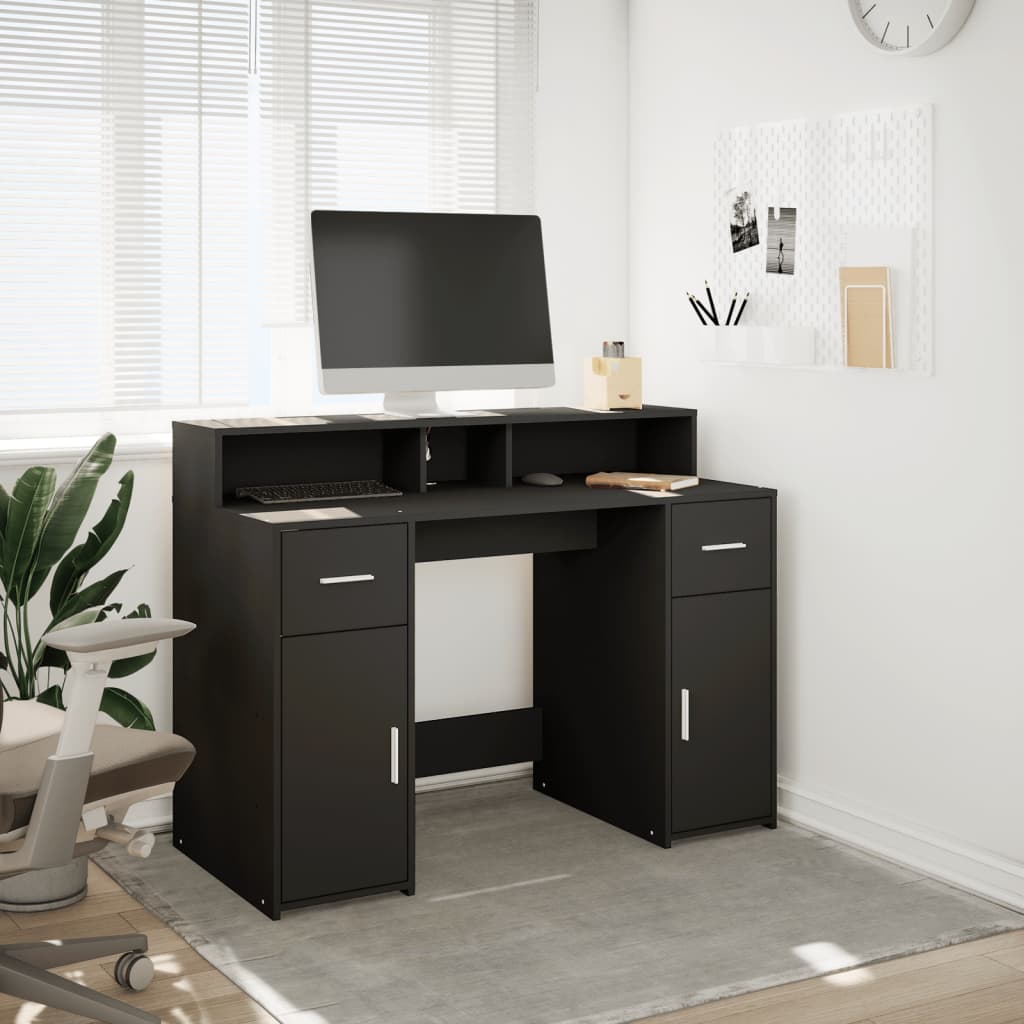 vidaXL Biurko z podświetleniem LED, czarne, 120x55x91 cm