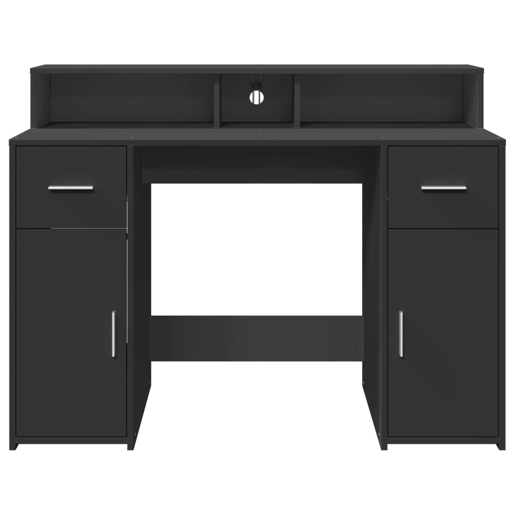 vidaXL Biurko z podświetleniem LED, czarne, 120x55x91 cm
