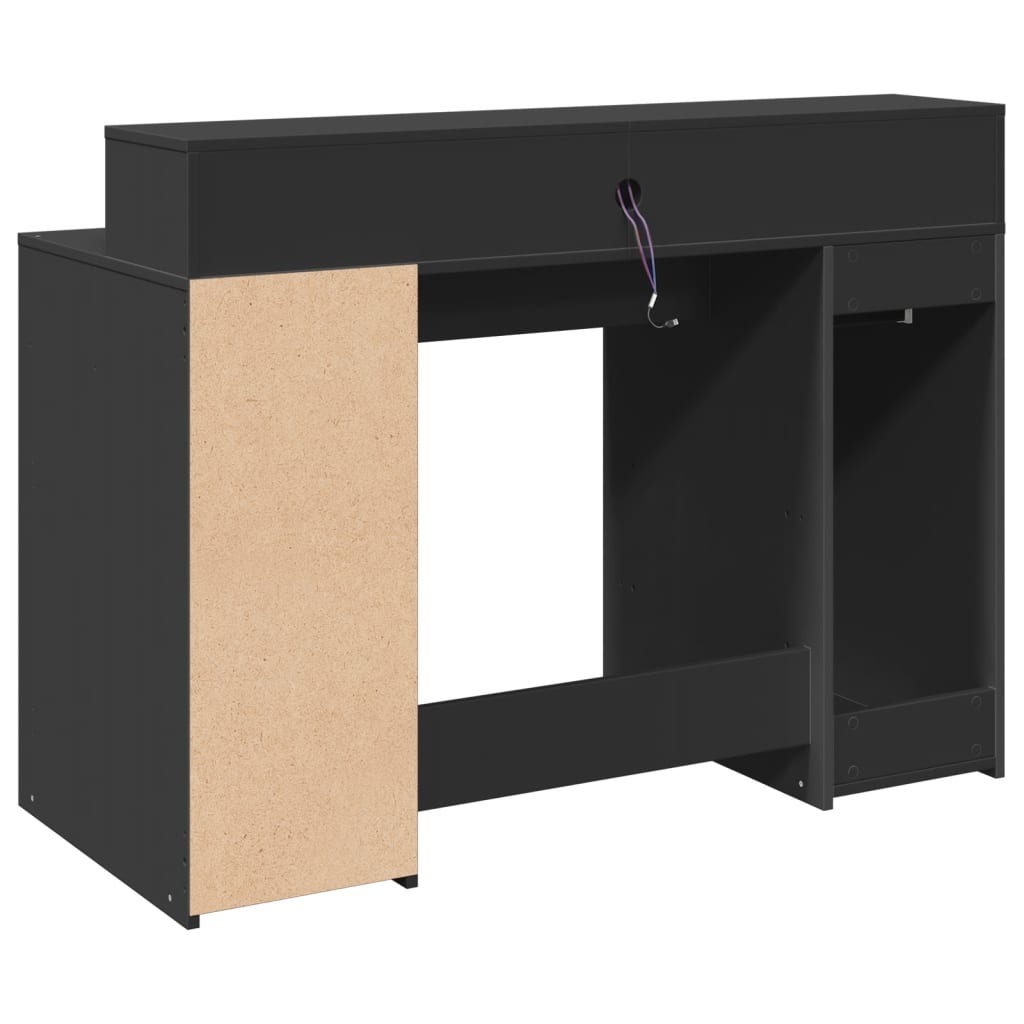 vidaXL Biurko z podświetleniem LED, czarne, 120x55x91 cm