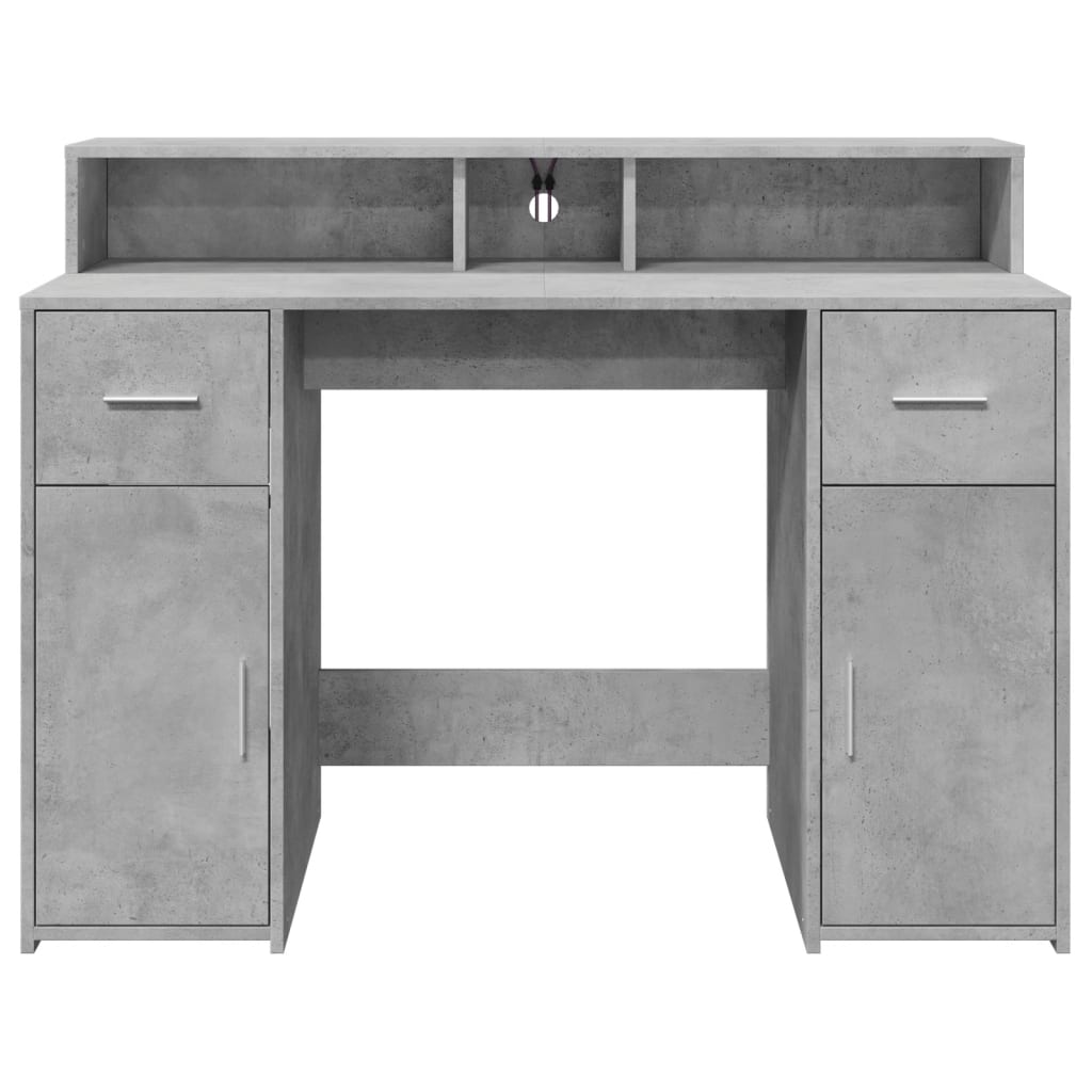 vidaXL Biurko z podświetleniem LED, betonowa szarość, 120x55x91 cm