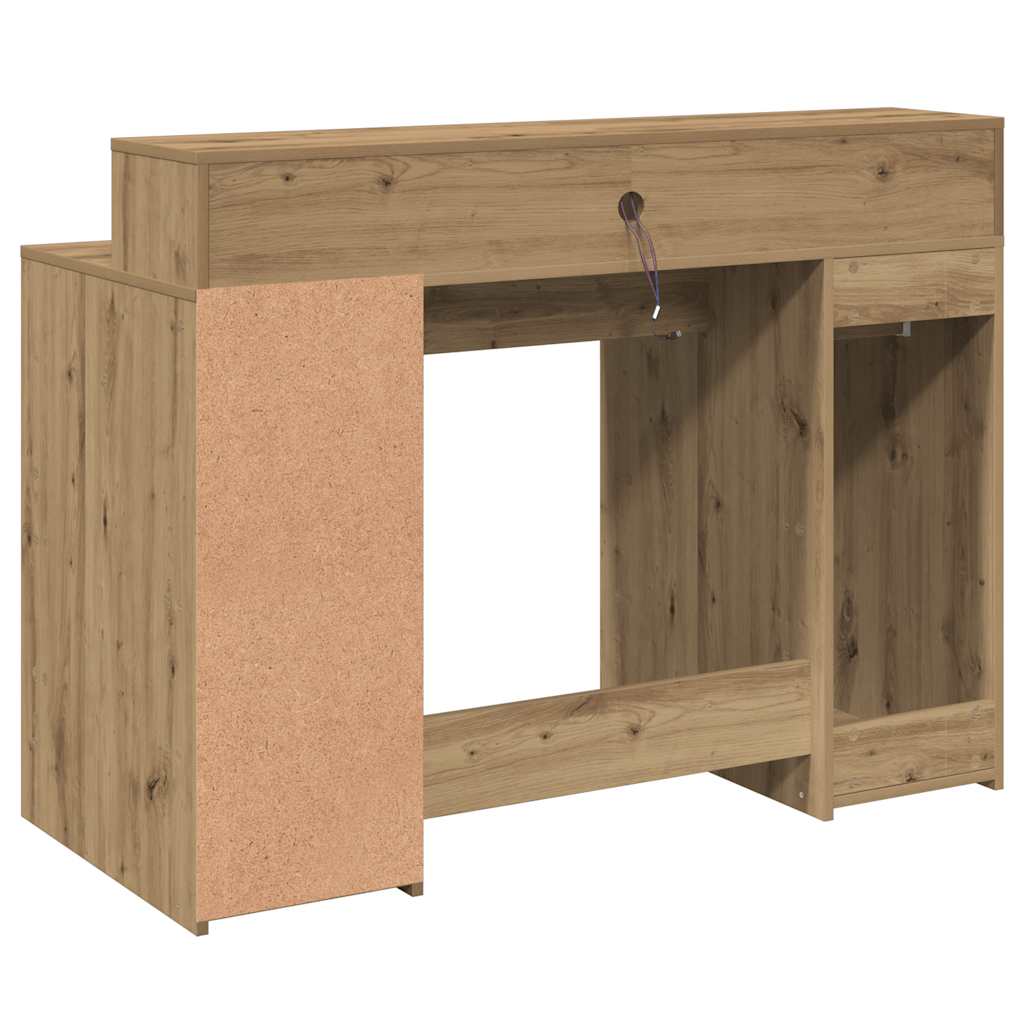 vidaXL Biurko z podświetleniem LED, dąb artisian, 120x55x91 cm