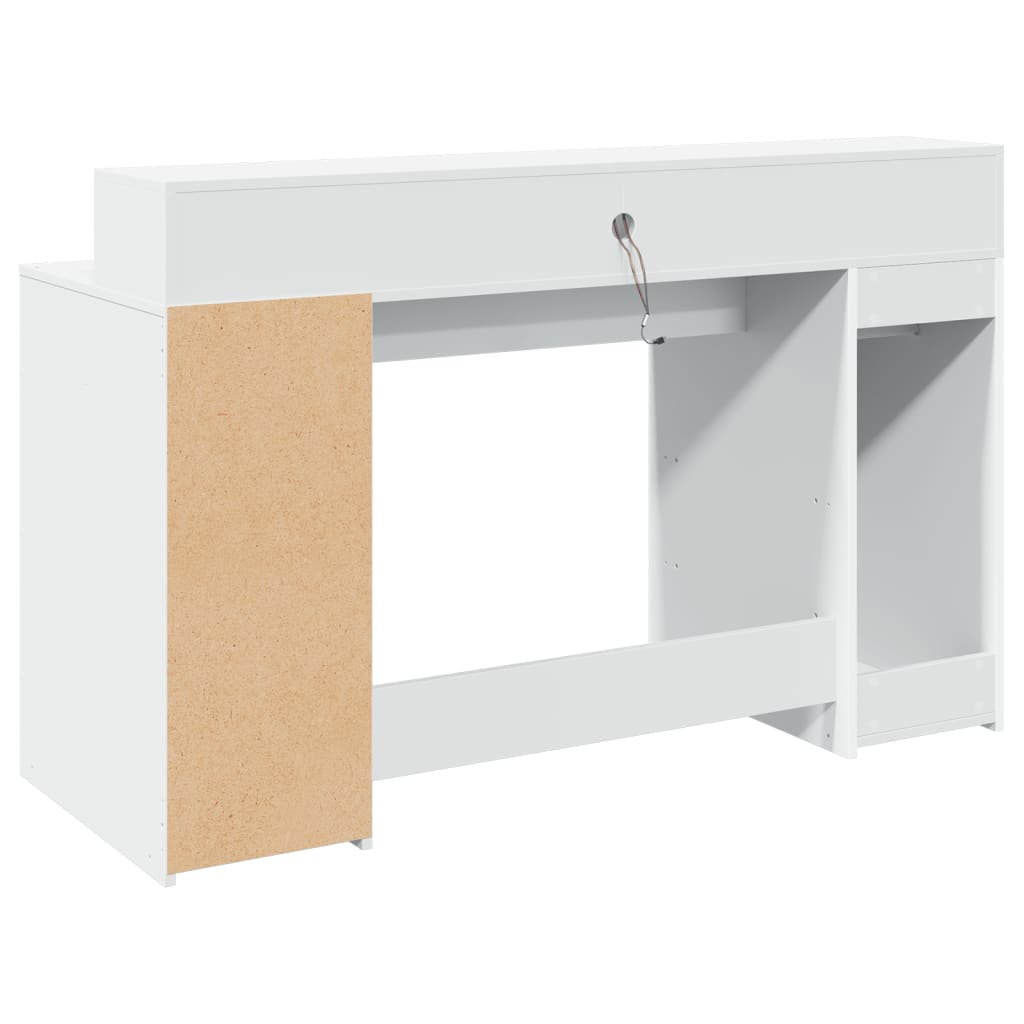 vidaXL Biurko z podświetleniem LED, białe, 140x55x91 cm
