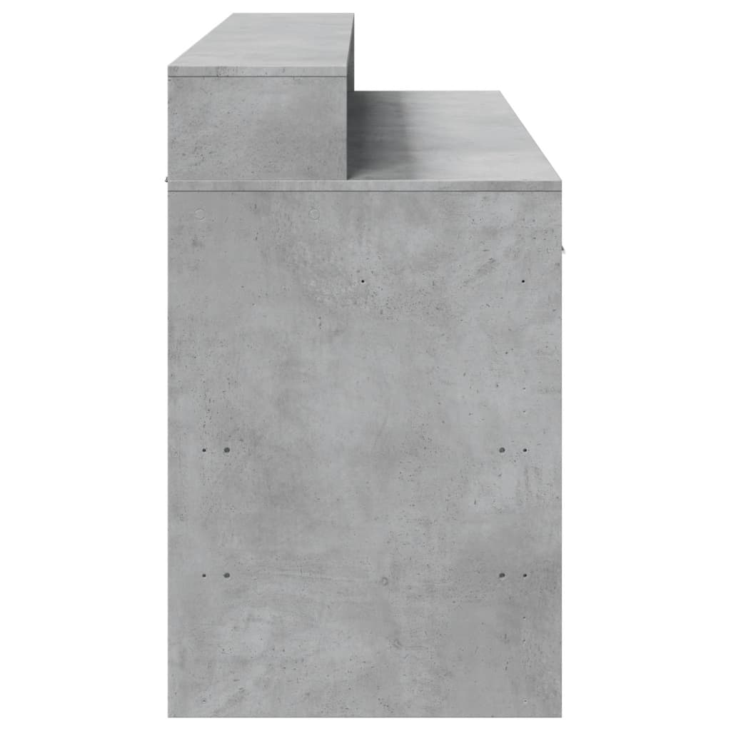 vidaXL Biurko z podświetleniem LED, betonowa szarość, 140x55x91 cm