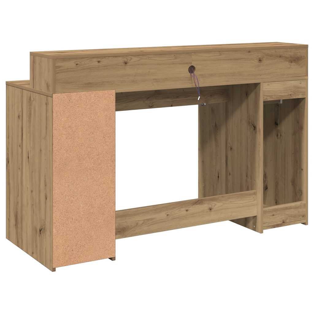 vidaXL Biurko z podświetleniem LED, dąb artisian, 140x55x91 cm