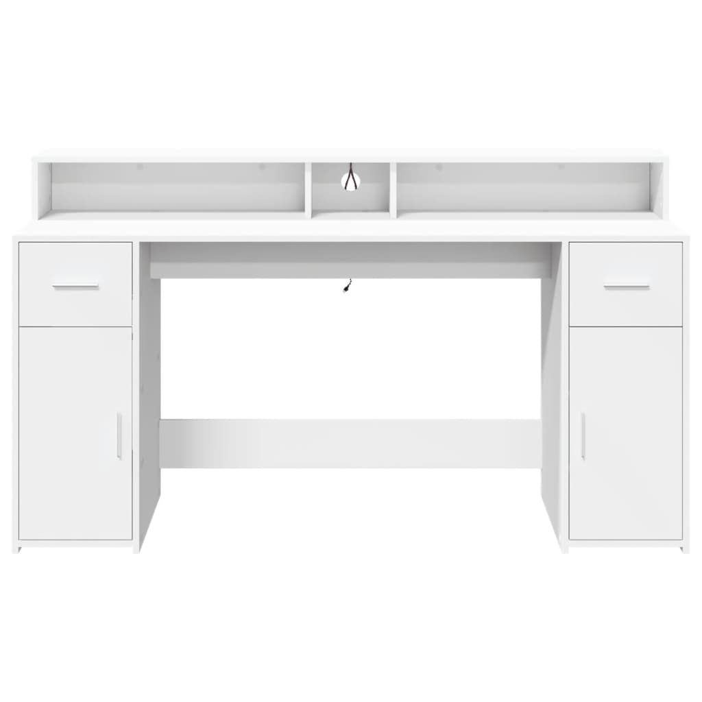 vidaXL Biurko z podświetleniem LED, białe, 160x55x91 cm