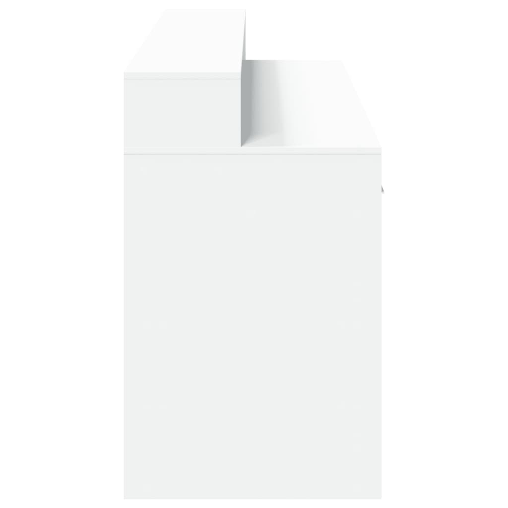 vidaXL Biurko z podświetleniem LED, białe, 160x55x91 cm