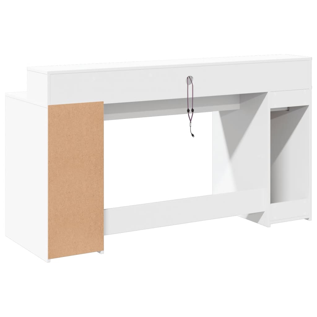 vidaXL Biurko z podświetleniem LED, białe, 160x55x91 cm
