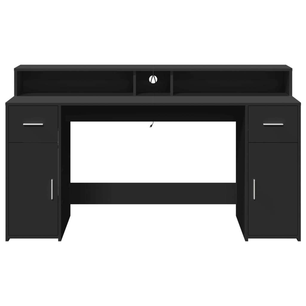 vidaXL Biurko z podświetleniem LED, czarne, 160x55x91 cm