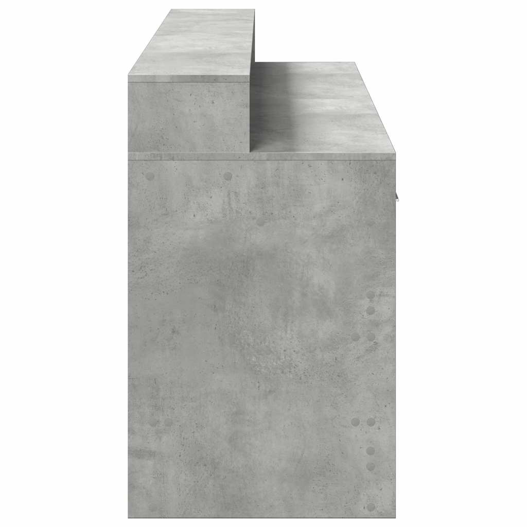 vidaXL Biurko z podświetleniem LED, betonowa szarość, 160x55x91 cm