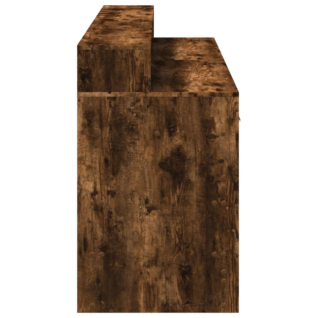 vidaXL Biurko z podświetleniem LED, przydymiony dąb, 160x55x91 cm