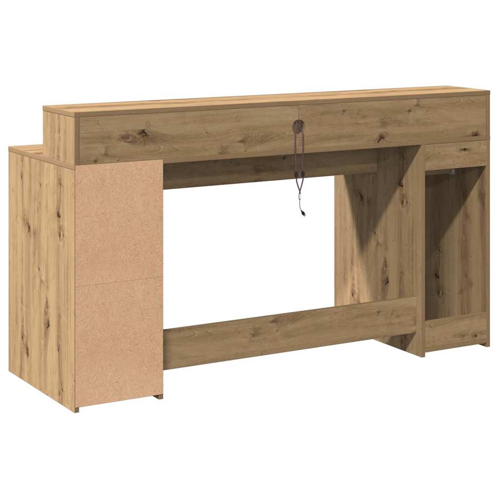 vidaXL Biurko z podświetleniem LED, dąb artisian, 160x55x91 cm