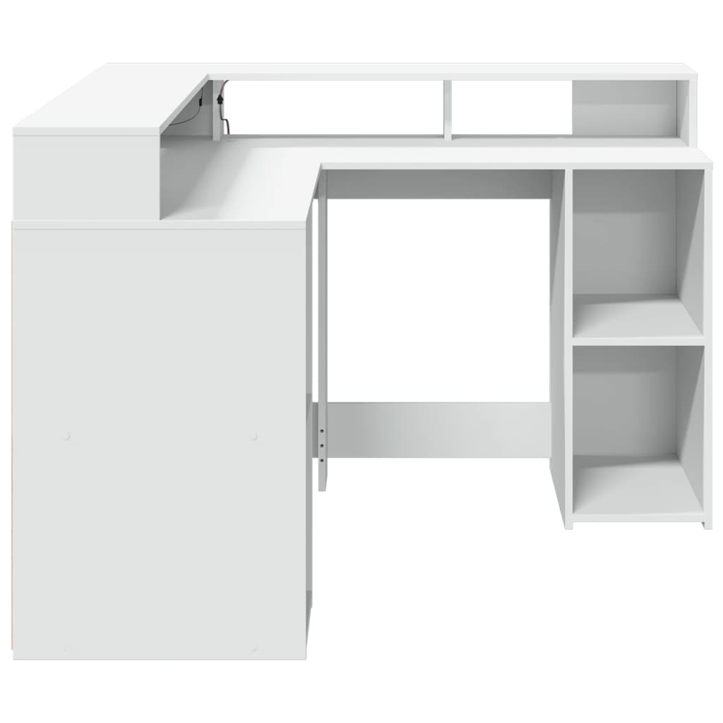 vidaXL Biurko z podświetleniem LED, białe, 130x130x91 cm