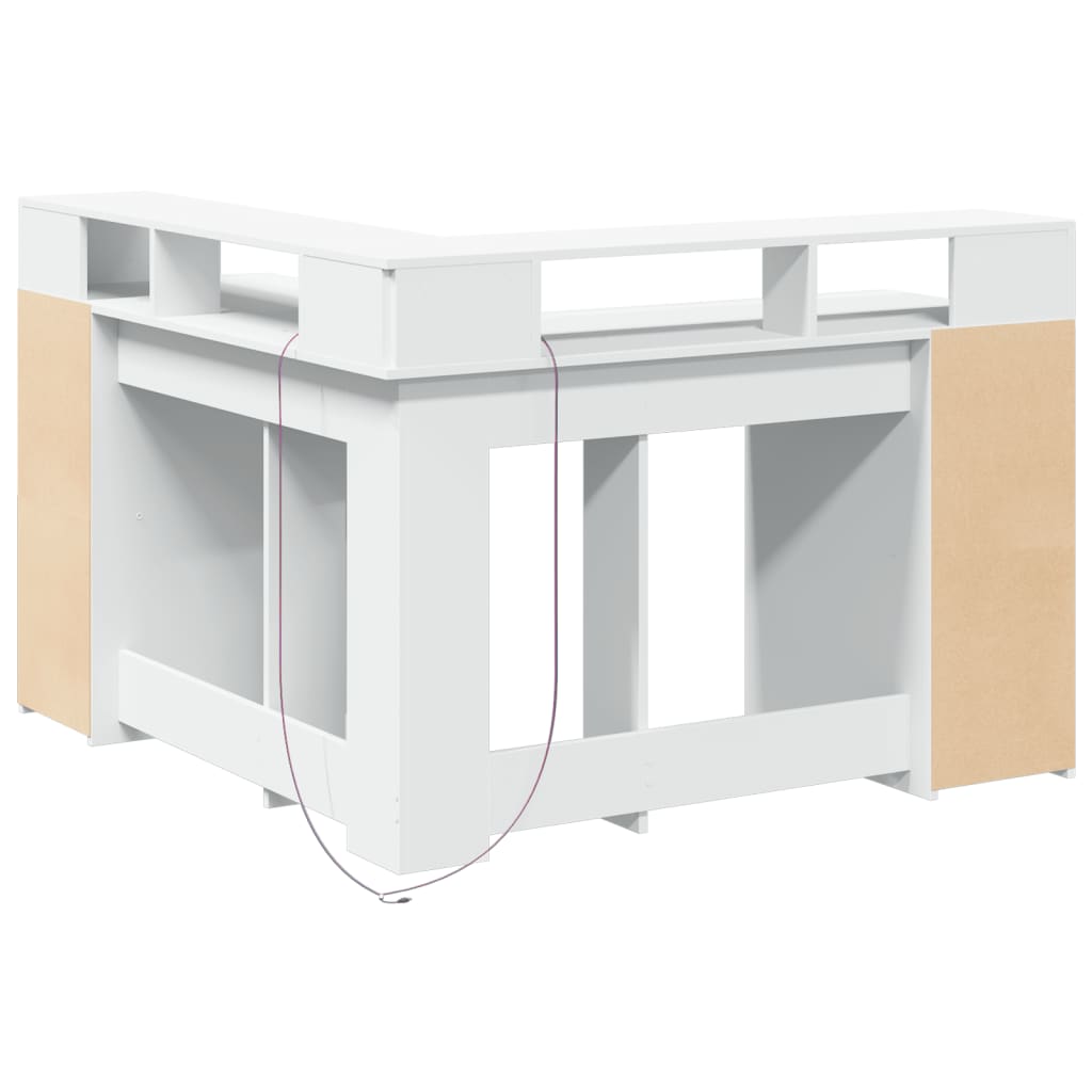 vidaXL Biurko z podświetleniem LED, białe, 130x130x91 cm