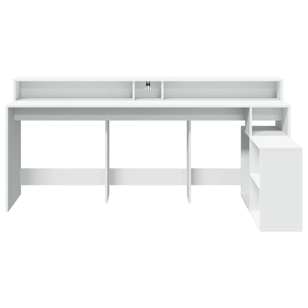 vidaXL Biurko z podświetleniem LED, białe, 200x104x91 cm