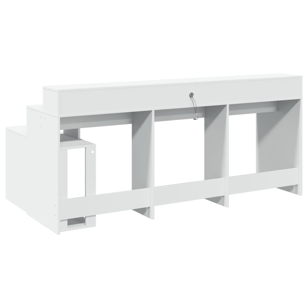 vidaXL Biurko z podświetleniem LED, białe, 200x104x91 cm