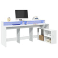 vidaXL Biurko z podświetleniem LED, białe, 200x104x91 cm